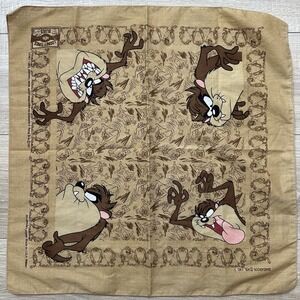 Vintage 1997 Disney Loony Tunes‎ Taz Tasmanian Devil Bandanda Bandaroos TAN